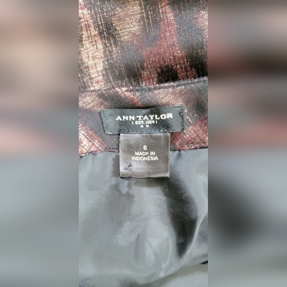 Ann Taylor Mini Skirt Women's 6 Bronze & Black Shimmer Leopard Print Lined - Picture 5 of 10